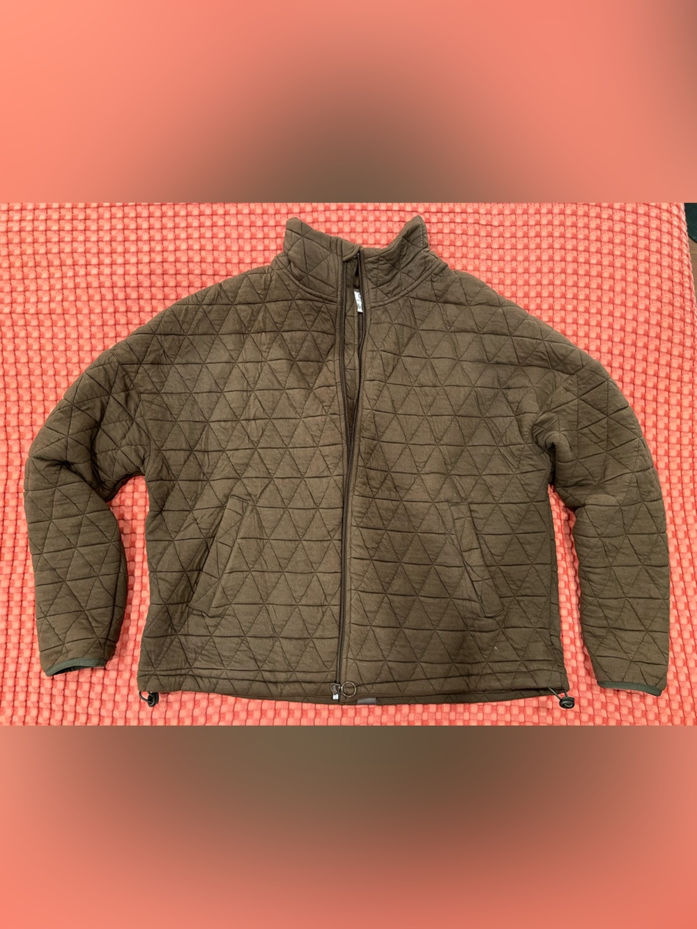 Senita Athletics Olive Quilted Full-Zip Jacket. NWOT